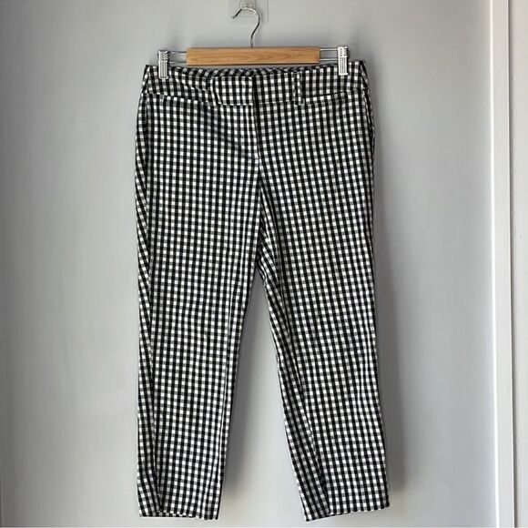 Ann Taylor Black White Checkered Cotton Blend Pants - Picture 2 of 12
